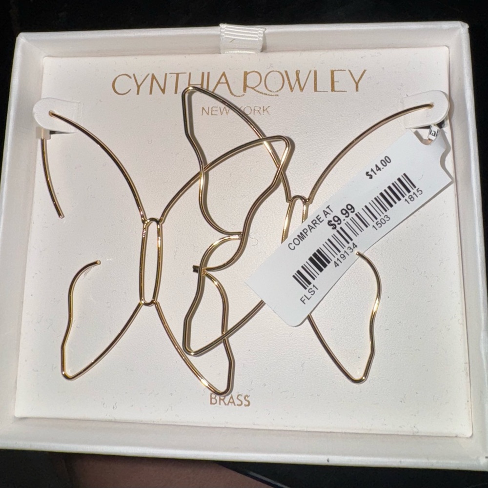 Cynthia Rowley Brass Butterfly Earrings